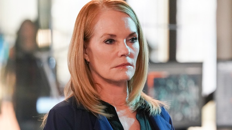 Catherine Willows looking concerned