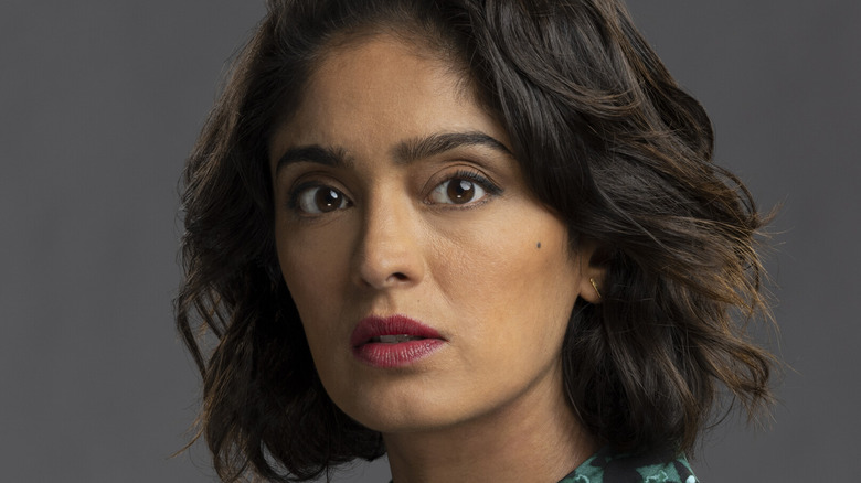 Mandeep Dhillon looking serious as Allie Rajan from CSI: Vegas