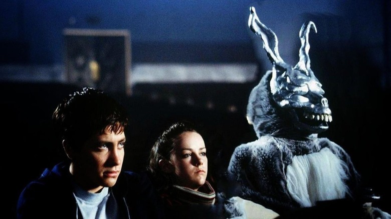 Donnie in the cinema with his girlfriend and Frank the rabbit in Donnie Darko