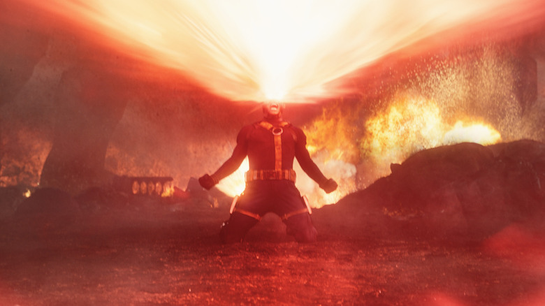 Cyclops fires an optic blast in "Avengers: Doomsday" (2026)