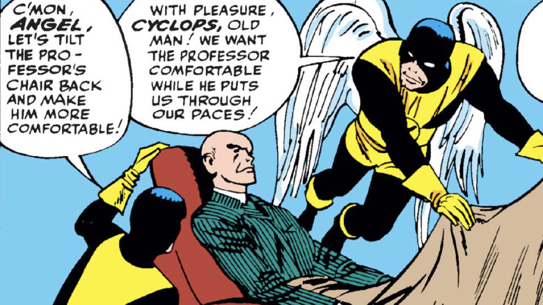 Cyclops and Angel make Professor X comfy