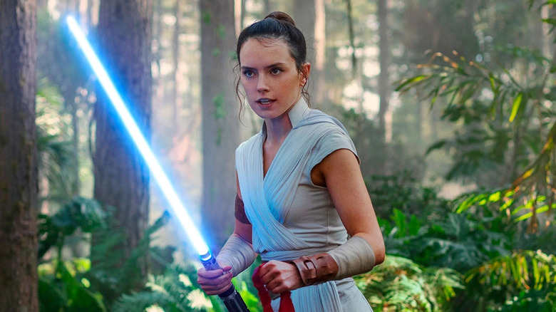 Star Wars Rey with blue lightsaber