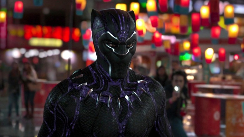 Black Panther standing in the street in Black Panther