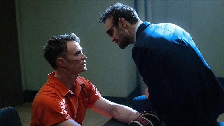 Benjamin Poindexter wearing a prison uniform and facing Matt Murdock on Daredevil: Born Again
