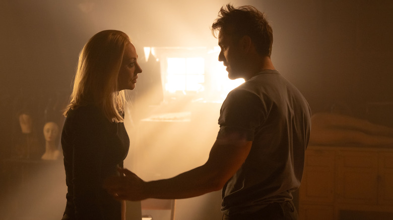 Karen Page and Matt Murdock talking in a room with light coming through window in "Daredevil: Born Again" Season 2