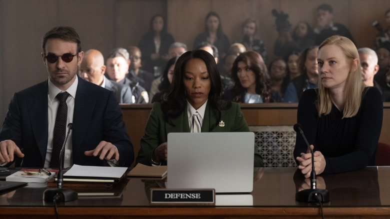 Matt Murdock, Kirsten McDuffie, and Karen Page in court on Daredevil: Born Again
