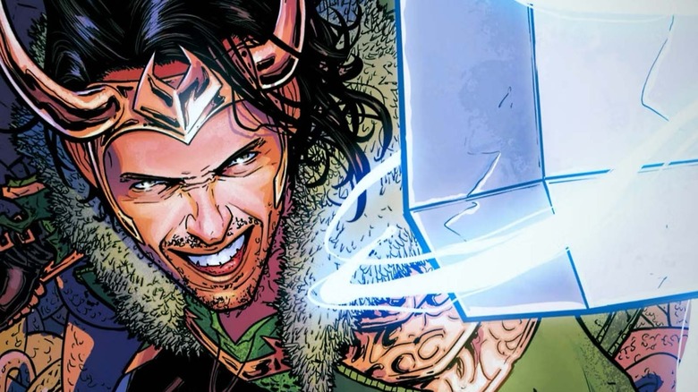 Loki wielding Mjolnir