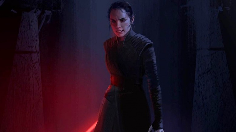 Dark Rey holding red lightsaber