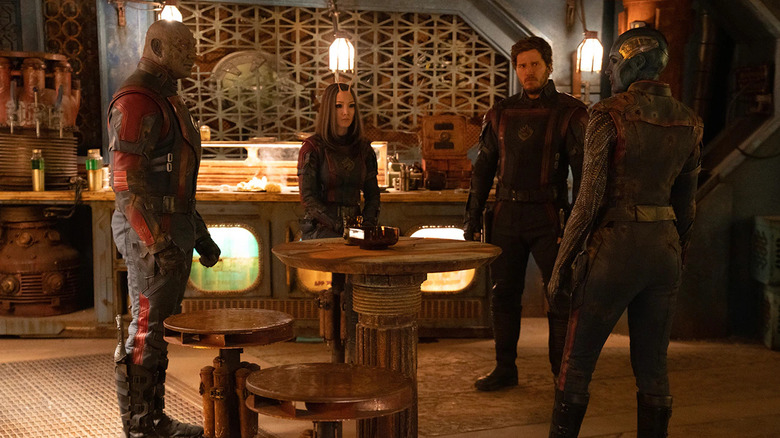 Drax, Mantis, Nebula, Star-Lord standing