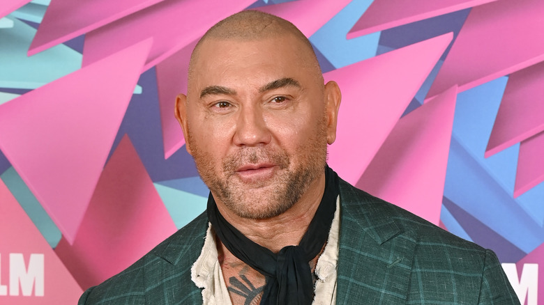 Dave Bautista wearing a scarf