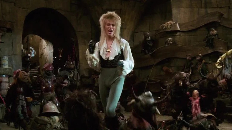 Jareth singing with the goblins in Labyrinth