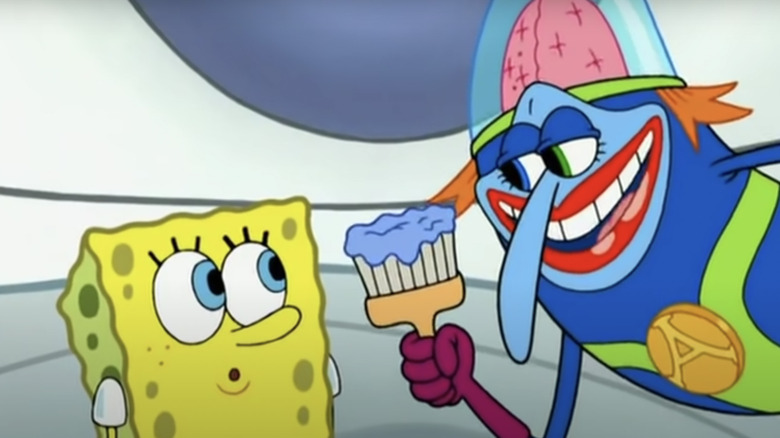 Lord Royal Highness smiling at Spongebob 