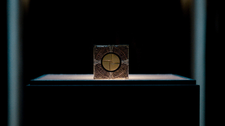 The puzzle box sitting on platform