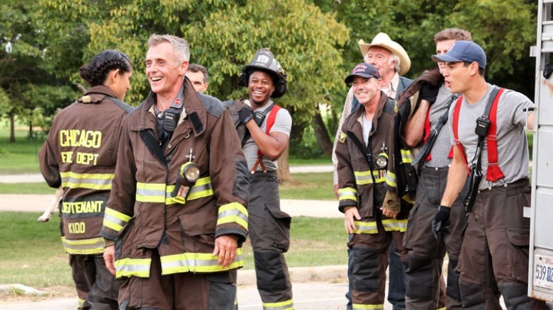 David Eigenberg with Chicago Fire cast members