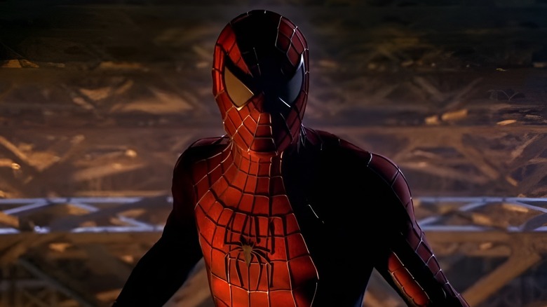 Spider-Man standing in shadows