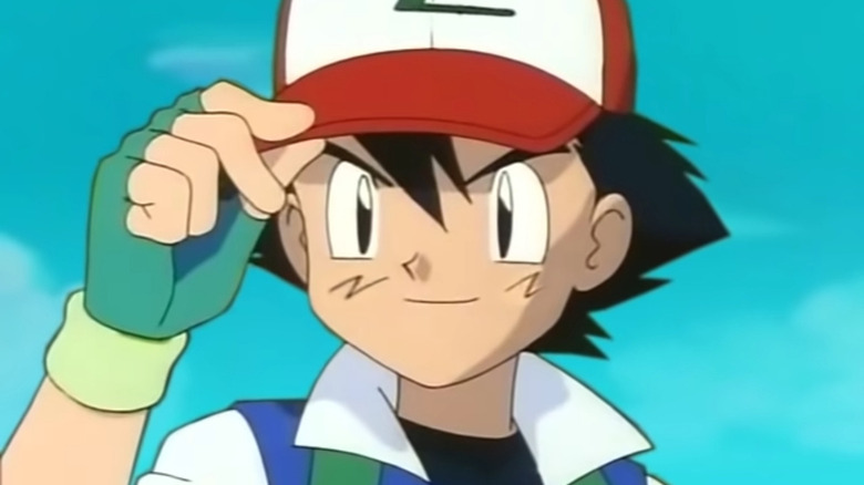Ash Ketchum gripping his hat
