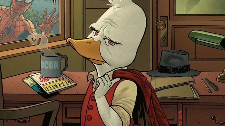 Howard the Duck holding his coat