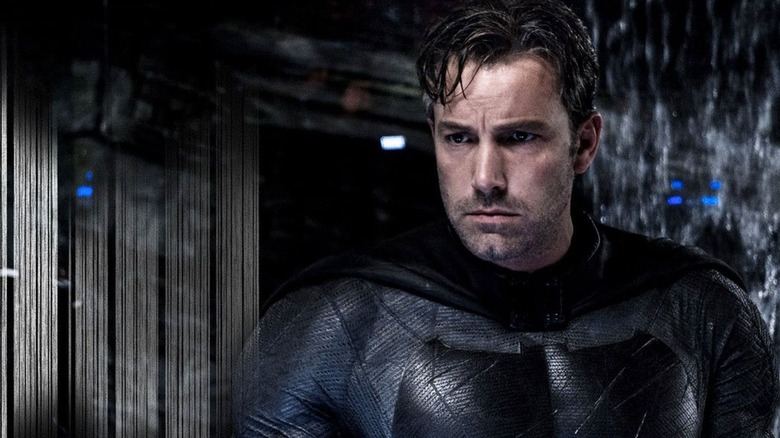 Batman stands in the Batcave in "Batman v Superman: Dawn of Justice" (2016)