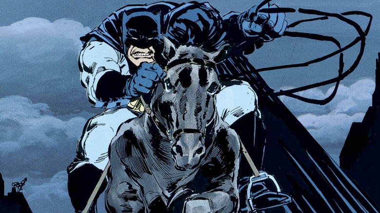 Batman riding into action 
