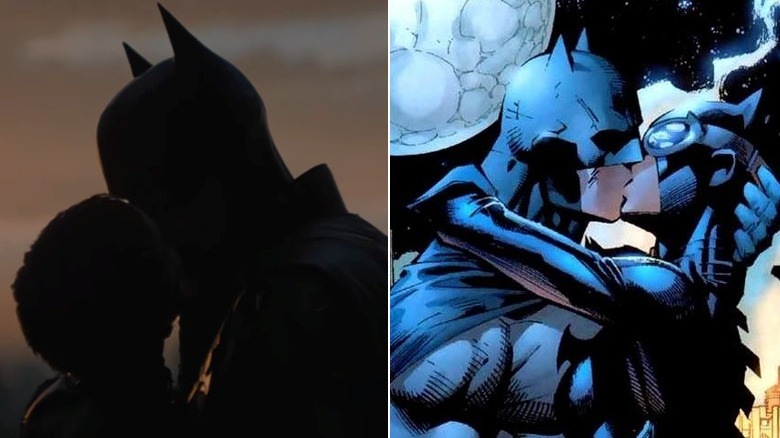 Batman and Catwoman kissing