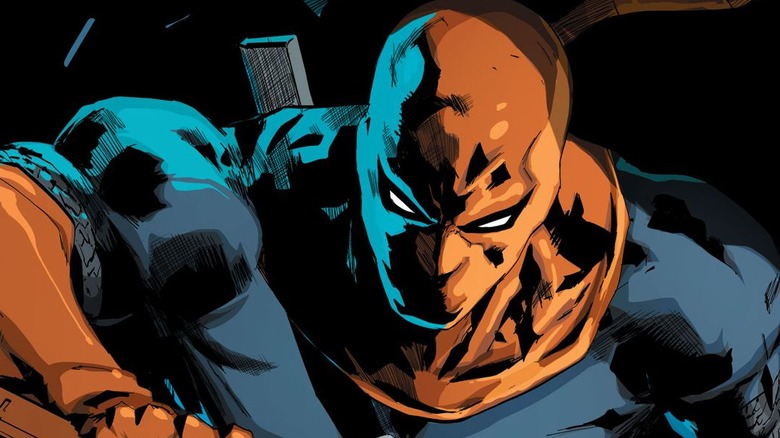 Deathstroke brandishes a sword