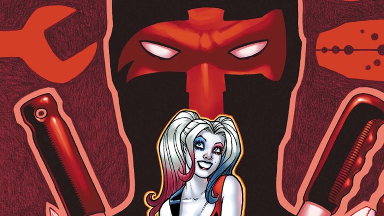 Harley Quinn in front of Red Tool