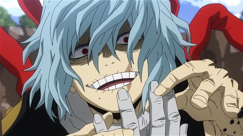 Shigaraki smiling evilly in My Hero Academia (2016-present)