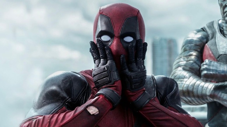 Deadpool hands on face shocked