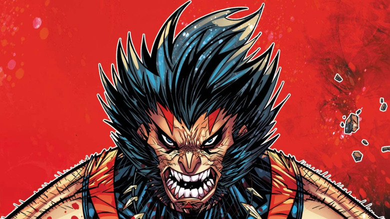 Wolverine growls covered in blood