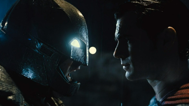 Batman screaming at Superman