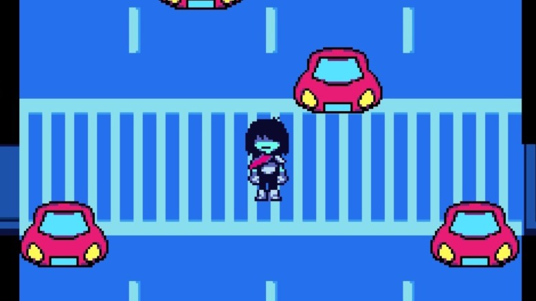 Deltarune Kris in crosswalk