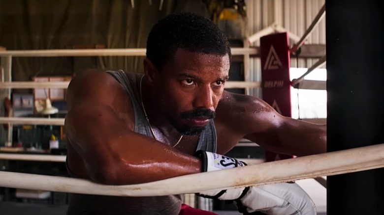 Adonis Creed looking determined in boxing ring