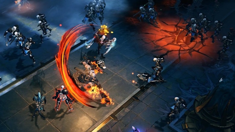 fighting skeletal horde