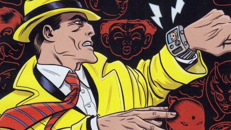 Dick Tracy looking at his watch