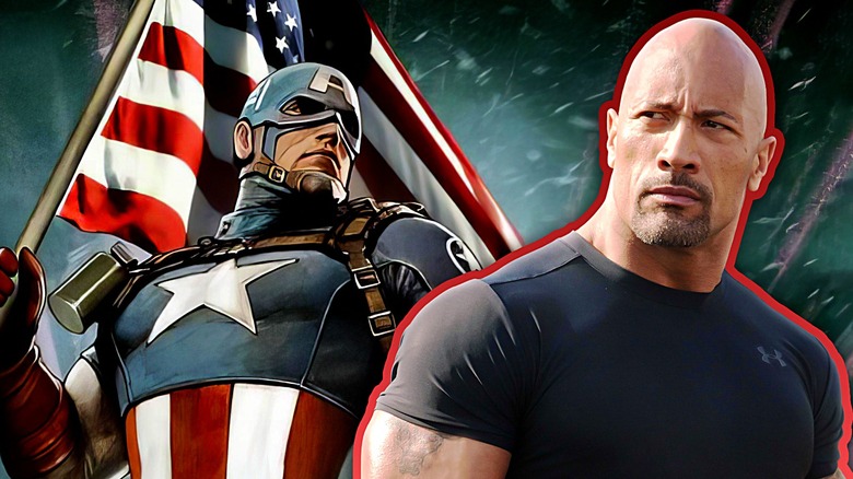 Dwayne Johnson Captain America composite