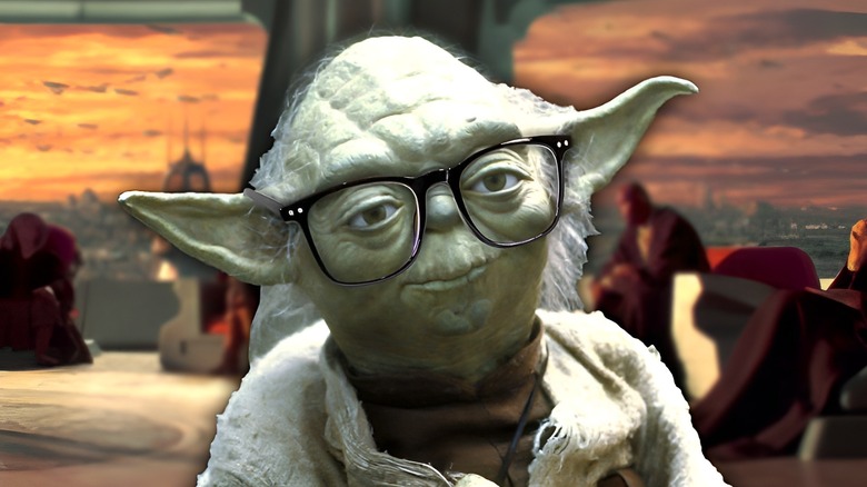 Yoda wearing glasses
