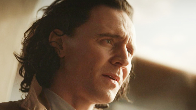 Tom Hiddleston as Loki looking concerned