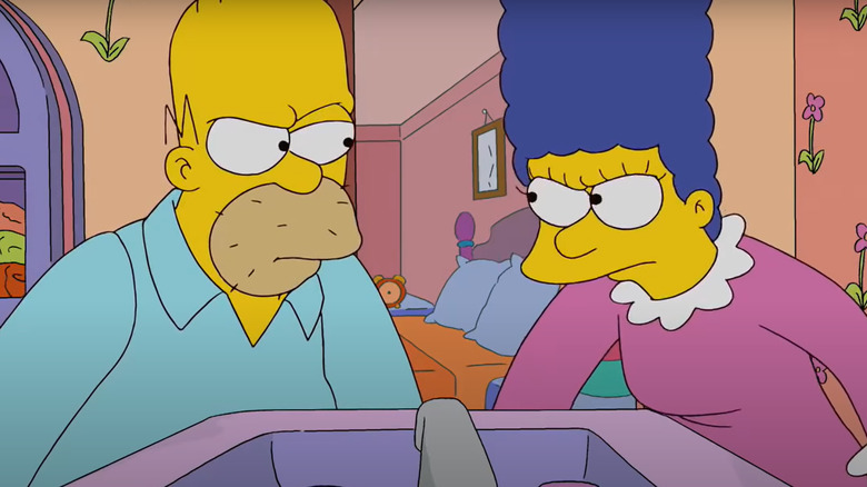 Homer and Marge glaring