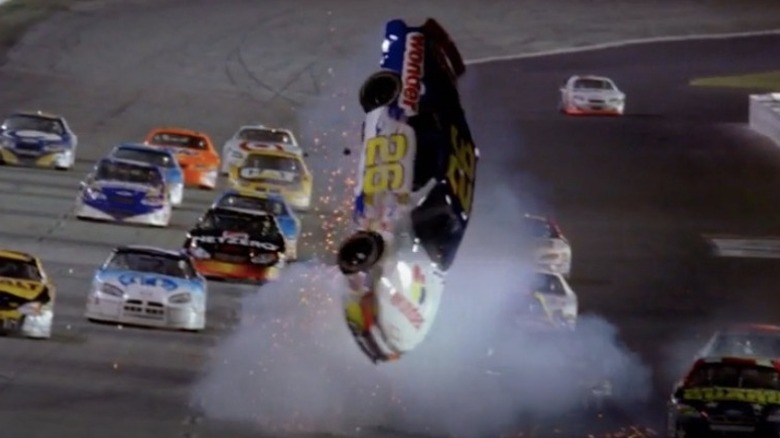 A car goes flying off the track in "Talladega Nights"