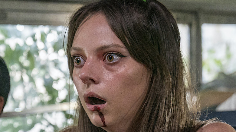 Tamra staring in horror in 'Unhuman' still