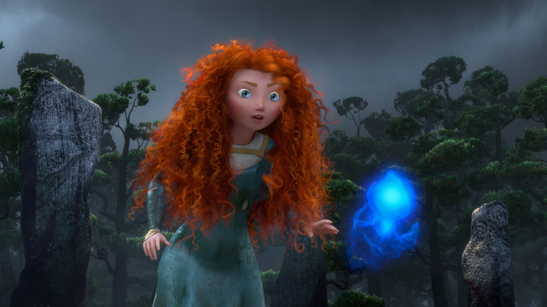 Merida encountering a magical creature in "Brave" (2012)