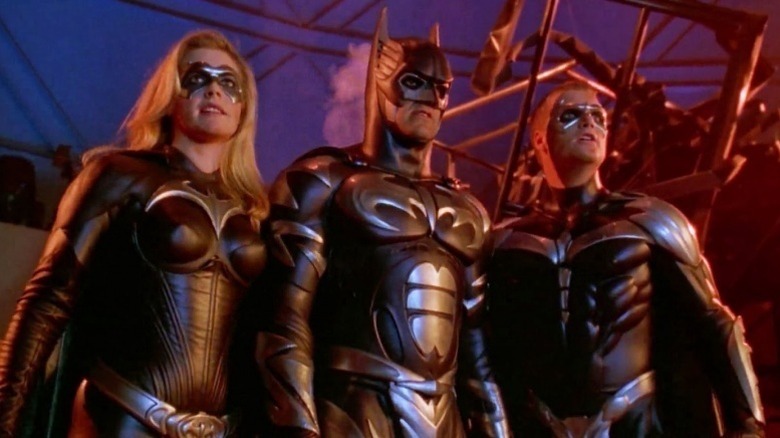 Alicia Silverstone, George Clooney and Chris O'Donnell in "Batman and Robin"
