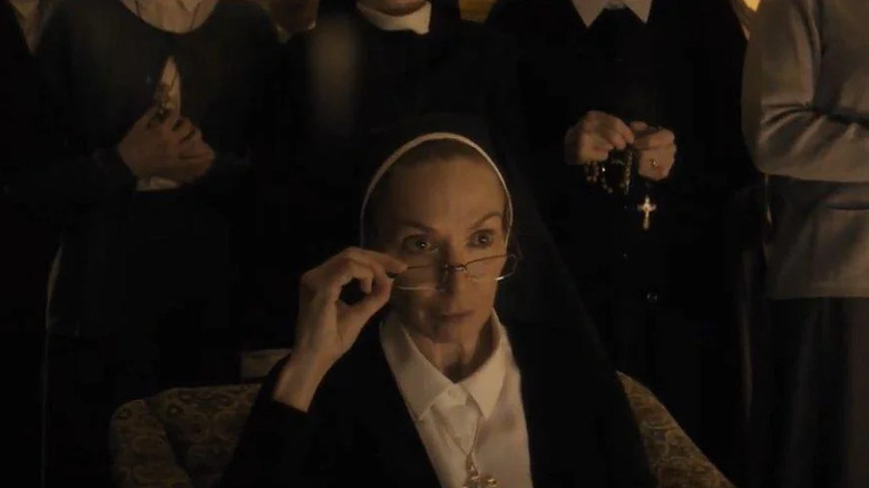 Sister Maura and other nuns watching the news in Disclosure Day