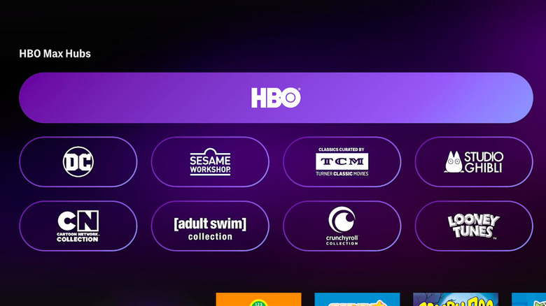 HBO Max hub screen