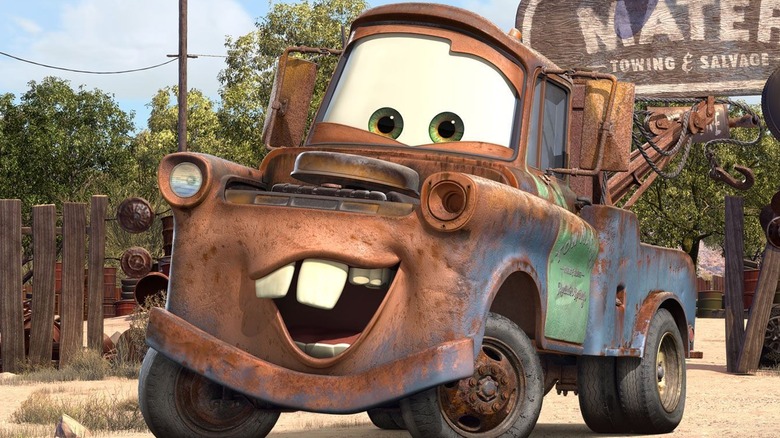 Mater greeting visitors to Radiator Springs