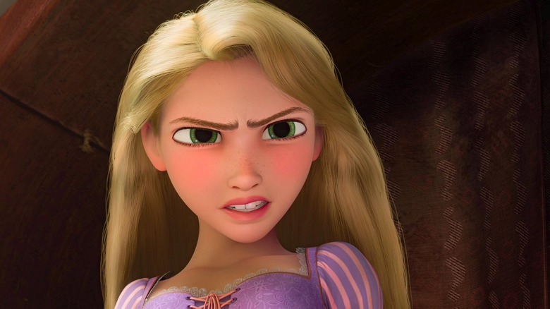Rapunzel scowling