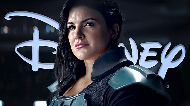 Gina Carano and Disney logo