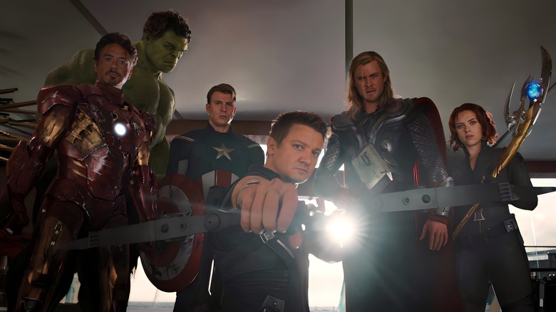 Avengers standing looking intense