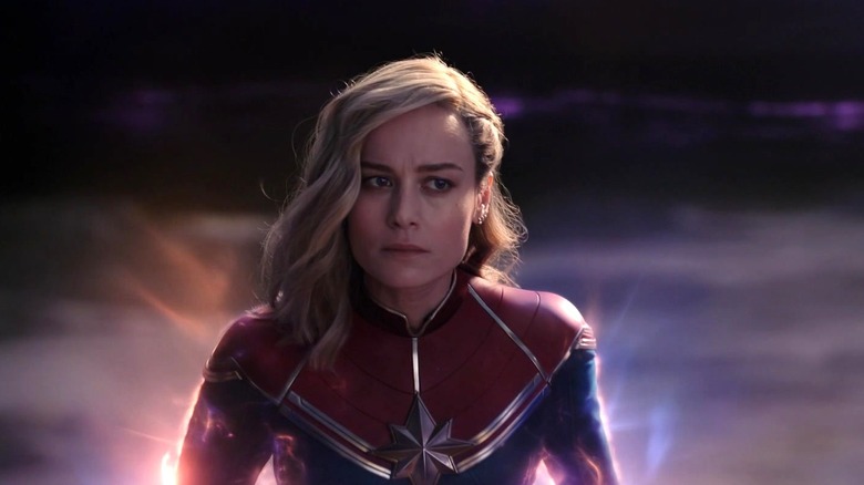 Captain Marvel flying in space in The Marvels
