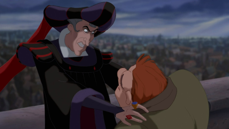 Frollo assaulting Quasimodo
